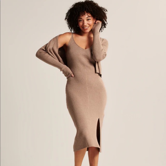 NWT Abercrombie Midi Sweater Dress & Cardigan Set - Picture 2 of 12